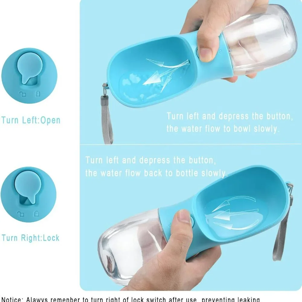 Dog Water Bottle with Food Container, Travel Puppy Water Bowl, Portable Pet Disp